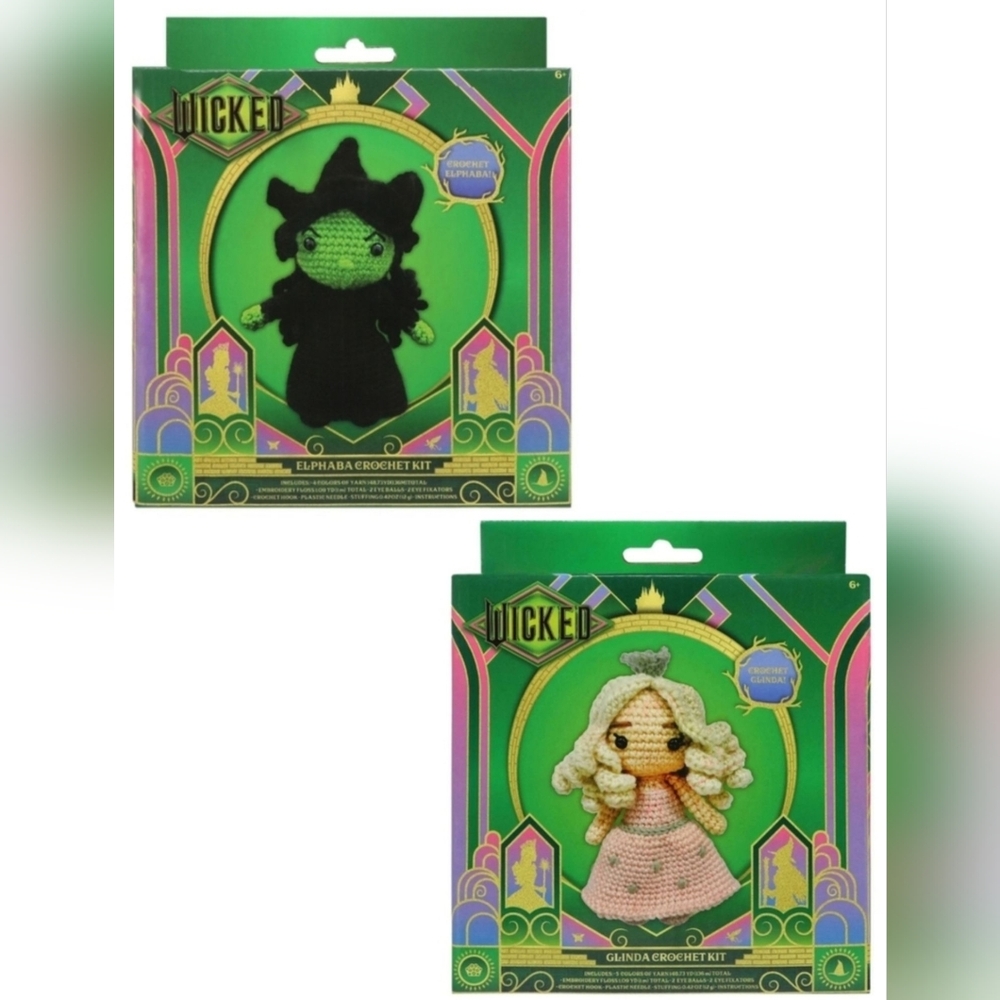 NWT Wicked Elphaba & Glinda Crochet Kit 6–7 Inch Collector Plush Doll Set of 2